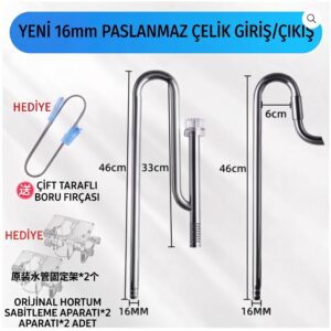 Mufan  Paslanmaz 16 mm Yüzey Emiş 16 mm Basış